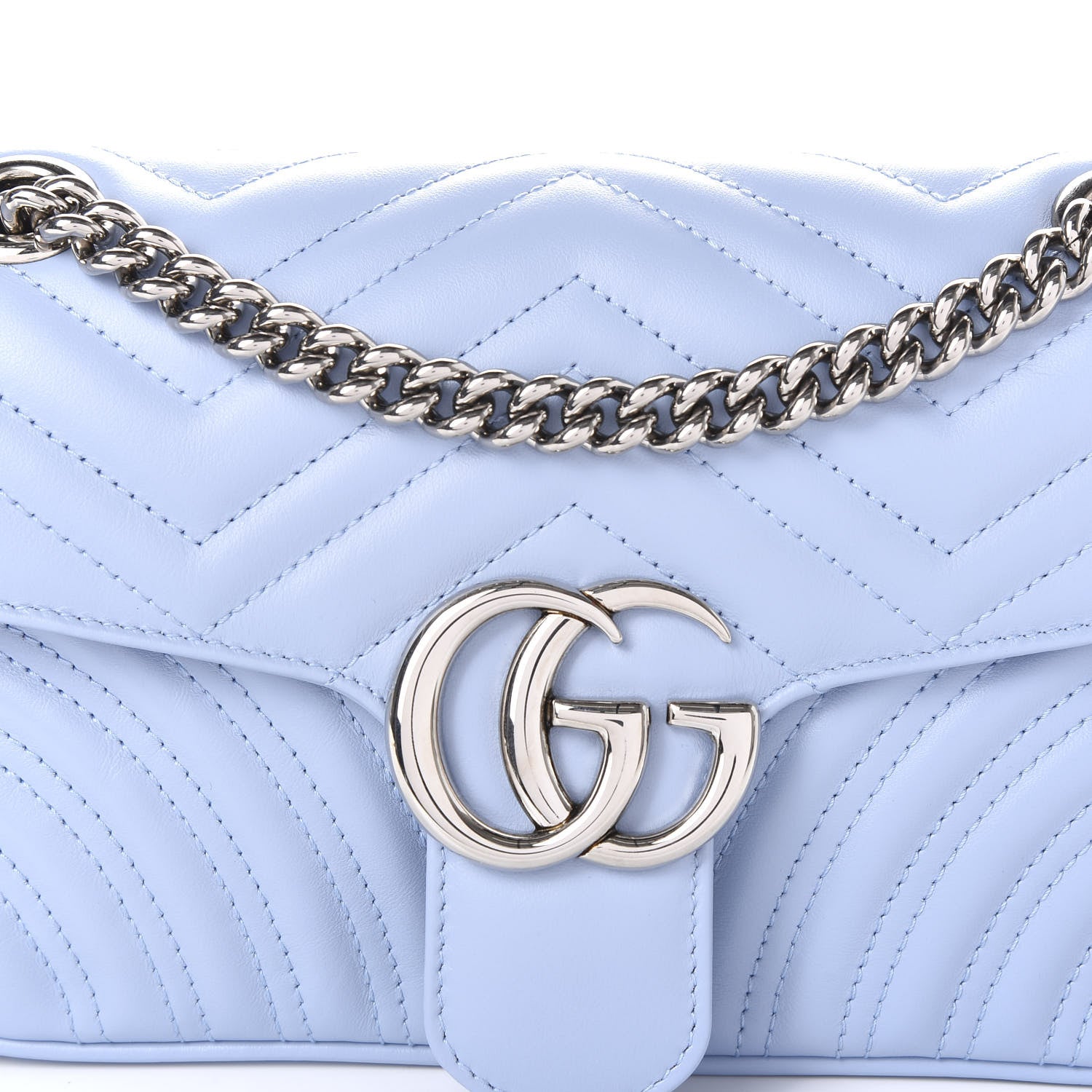 Gucci Calfskin Matelasse Small GG Marmont Shoulder Bag Porcelain Light Blue 9 of 9