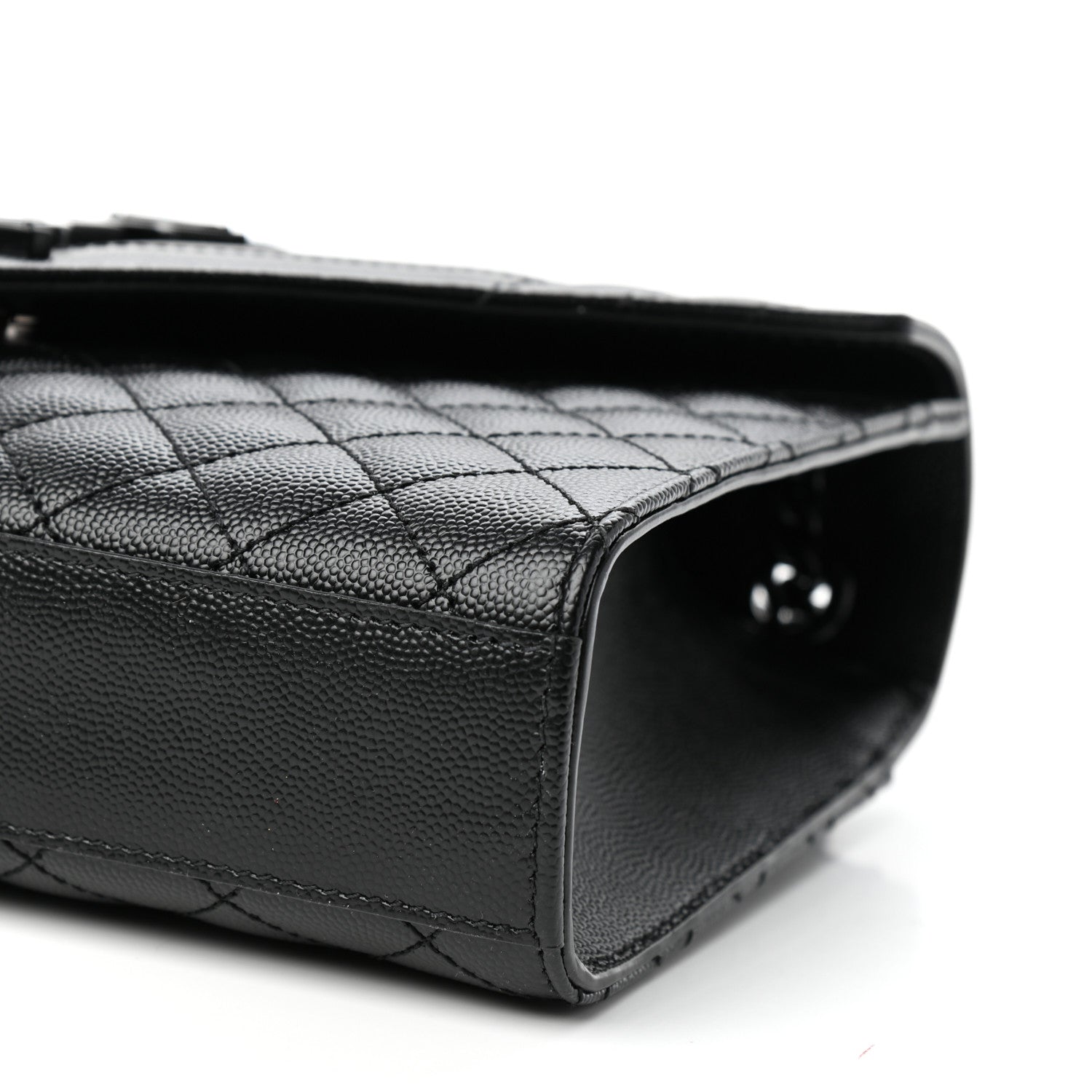 Saint Laurent Grain De Poudre Textured Mixed Matelasse Triquilt Medium Monogram Satchel Black 9 of 9