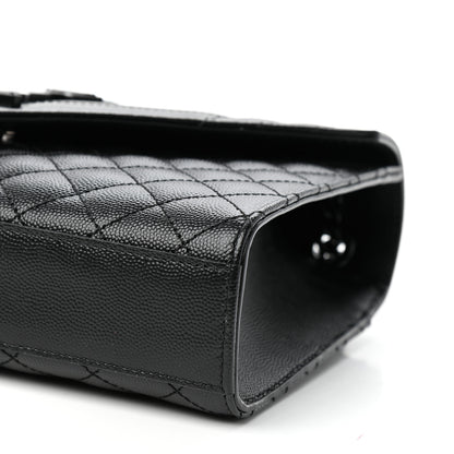 Saint Laurent Grain De Poudre Textured Mixed Matelasse Triquilt Medium Monogram Satchel Black 9 of 9