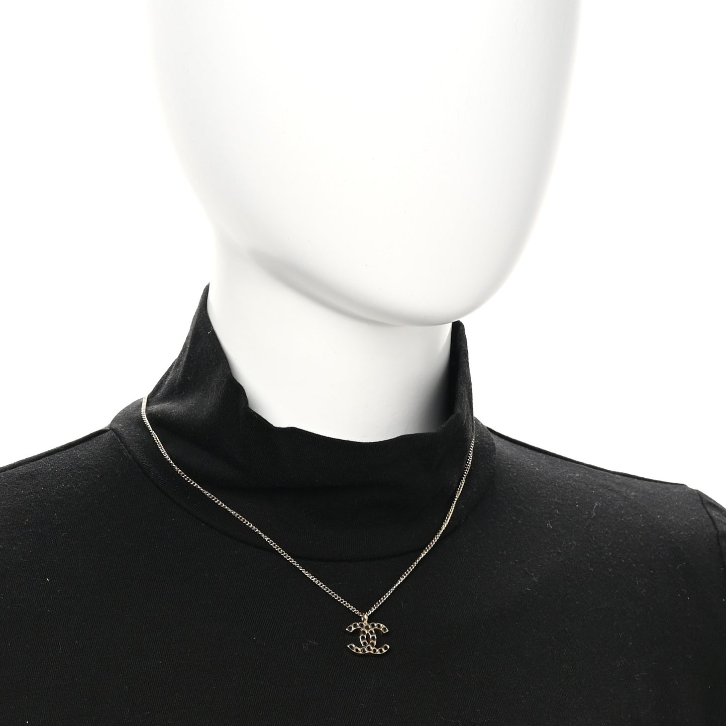 Crystal CC Chain Necklace Gold Black
