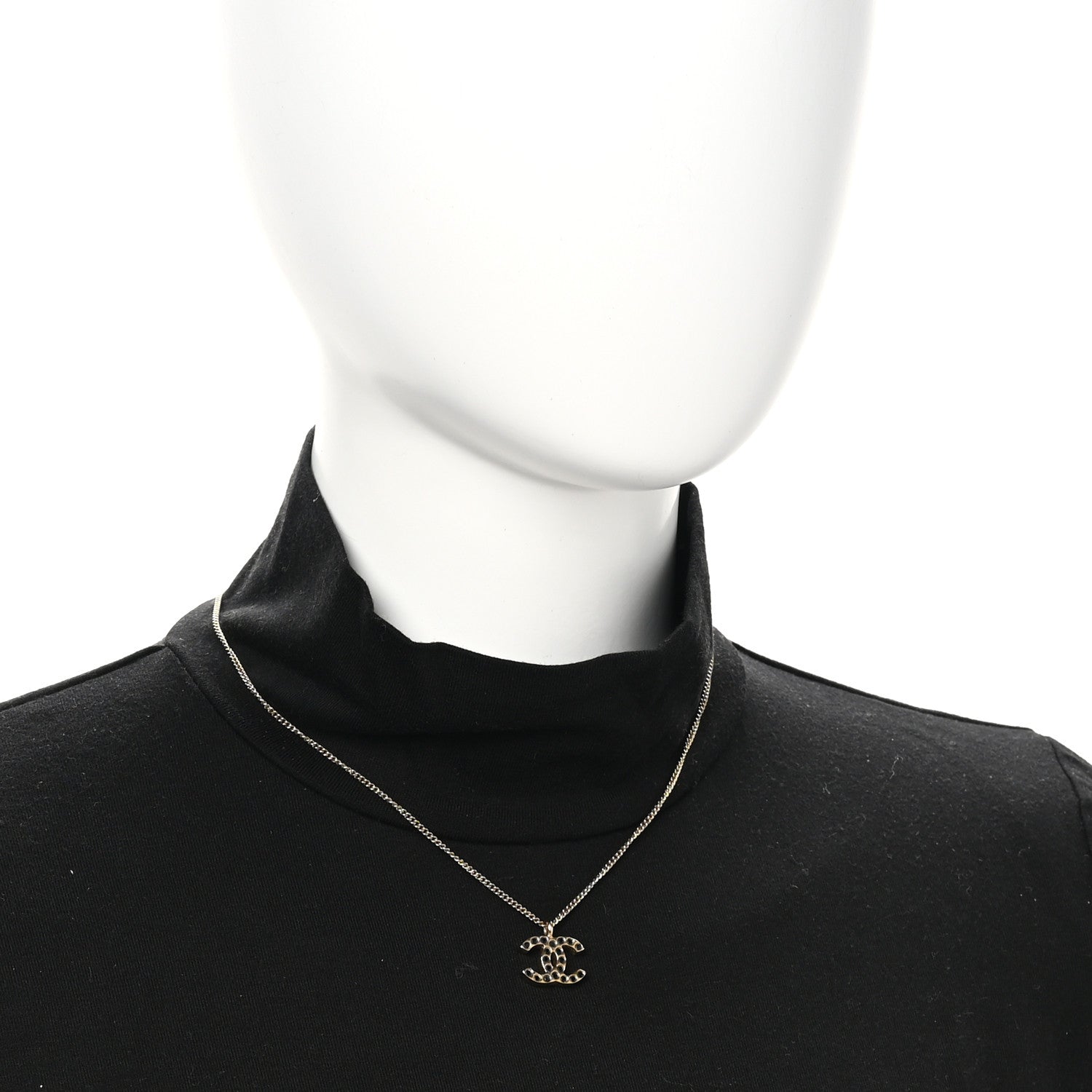 Chanel Crystal CC Chain Necklace Gold Black 2 of 5