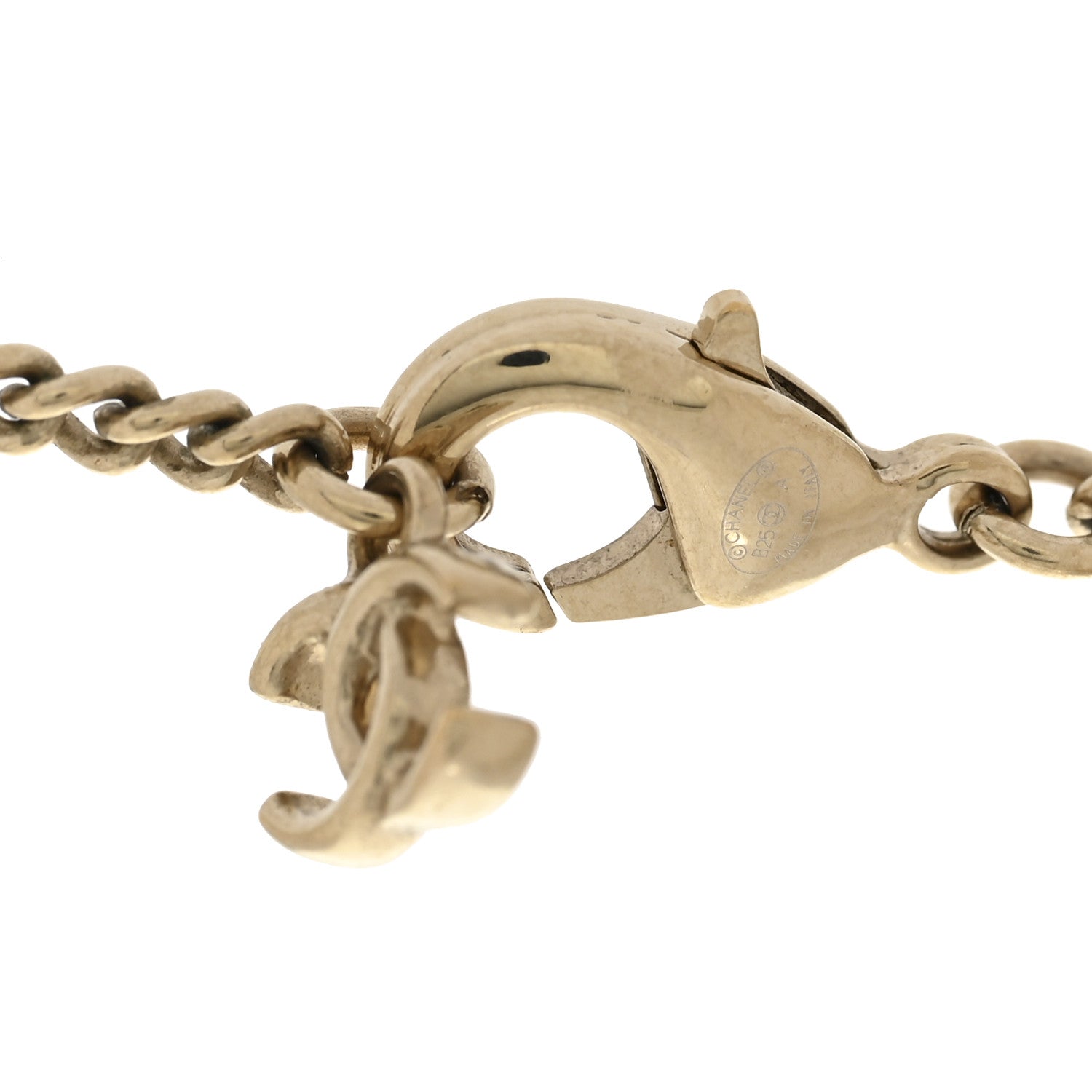 Chanel Metal Crystal CC Round Pendant Necklace Gold 5 of 7