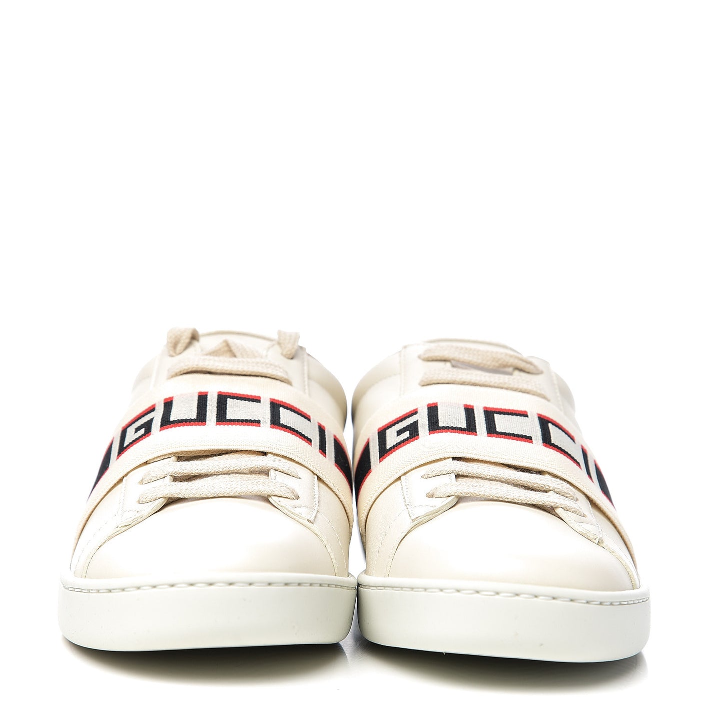 Calfskin Stripe Womens New Ace Sneakers 36.5 New Mystic White Ecru Red Flame