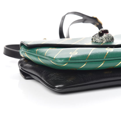 Gucci Calfskin Diagonal GG Medium Thiara Double Envelope Shoulder Bag Emerald Green Black 9 of 10