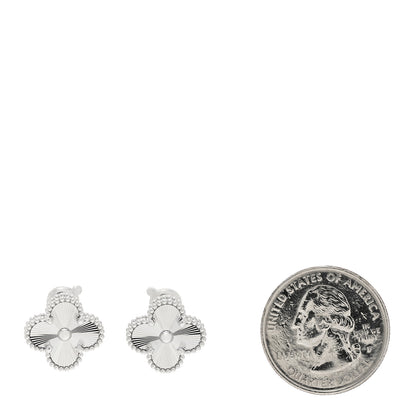 Van Cleef & Arpels 18K White Gold Guilloche Vintage Alhambra Earrings 2 of 5