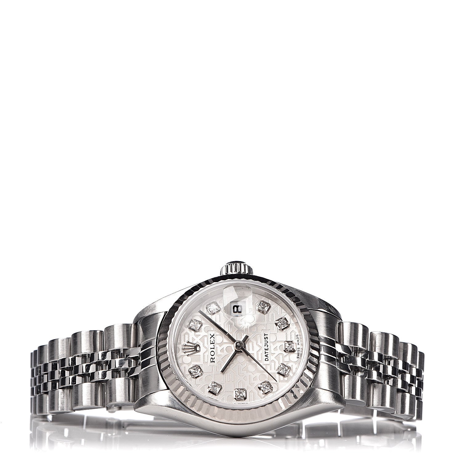 Rolex Stainless Steel 18K White Gold Diamond 26mm Oyster Perpetual Datejust Watch Silver Jubilee 79174 3 of 7