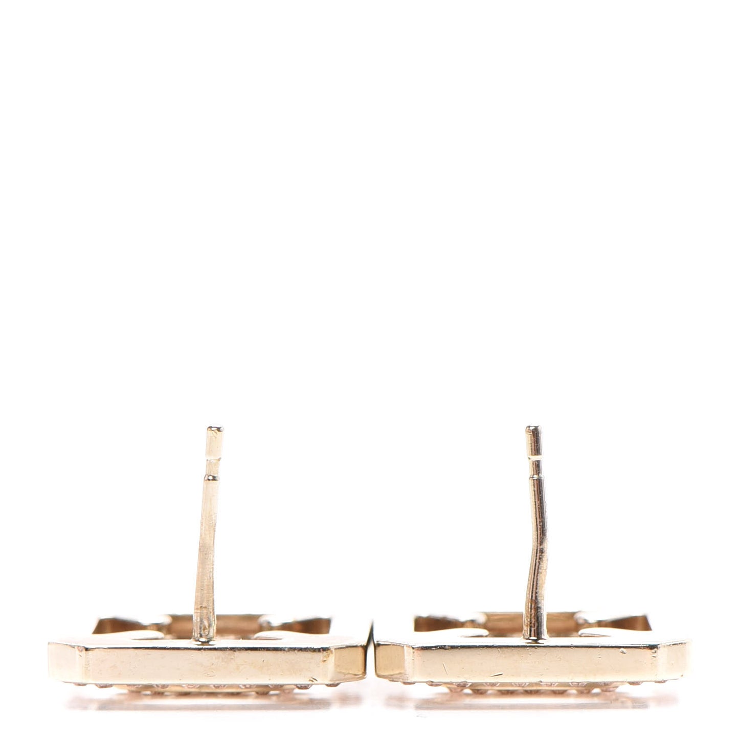 Crystal Square CC Earrings Gold Pink
