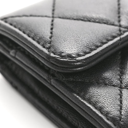 Chanel Lambskin Quilted Flap Card Holder Wallet Black 10 of 12