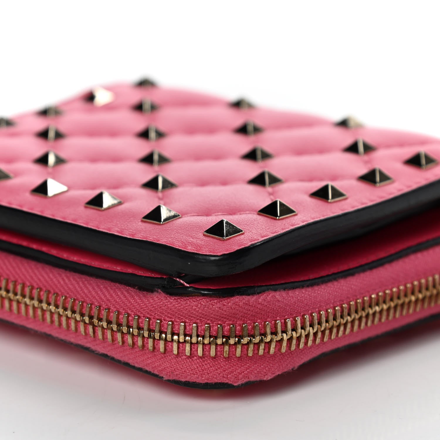 Valentino Garavani Nappa Rockstud Spike Compact Zip Around Wallet Shadow Pink 18 of 23