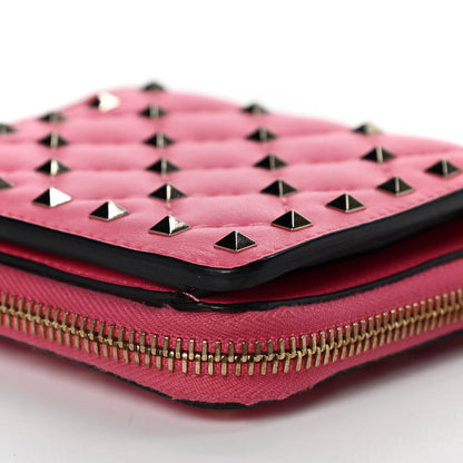 Valentino Garavani Nappa Rockstud Spike Compact Zip Around Wallet Shadow Pink 18 of 23