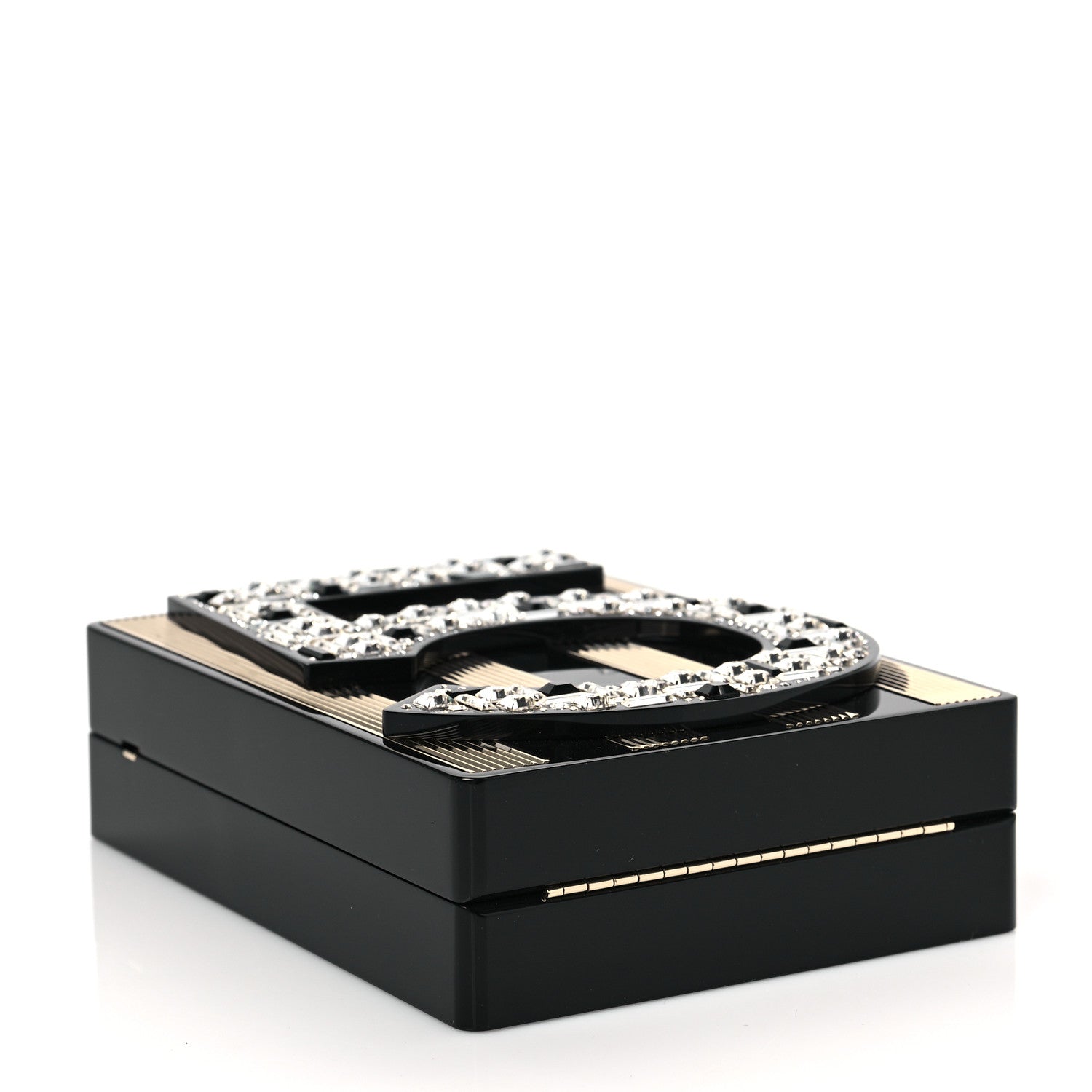 Chanel Plexiglass Strass Mosaic No 5 Minaudière Clutch Black Gold 3 of 7