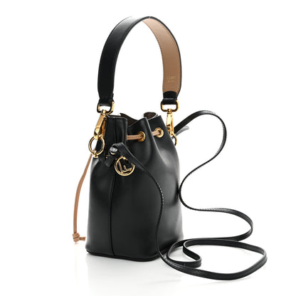 Fendi Vitello Liberty F is Fendi Stamp Patch Mini Mon Tresor Bucket Bag Blue Notte Cuoio Flamingo 3 of 10