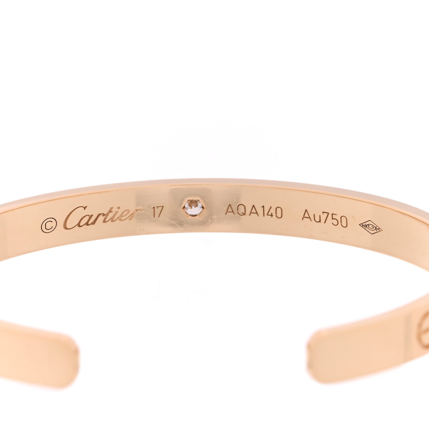 Cartier 18K Yellow Gold 1 Diamond LOVE Cuff Bracelet 17 3 of 3