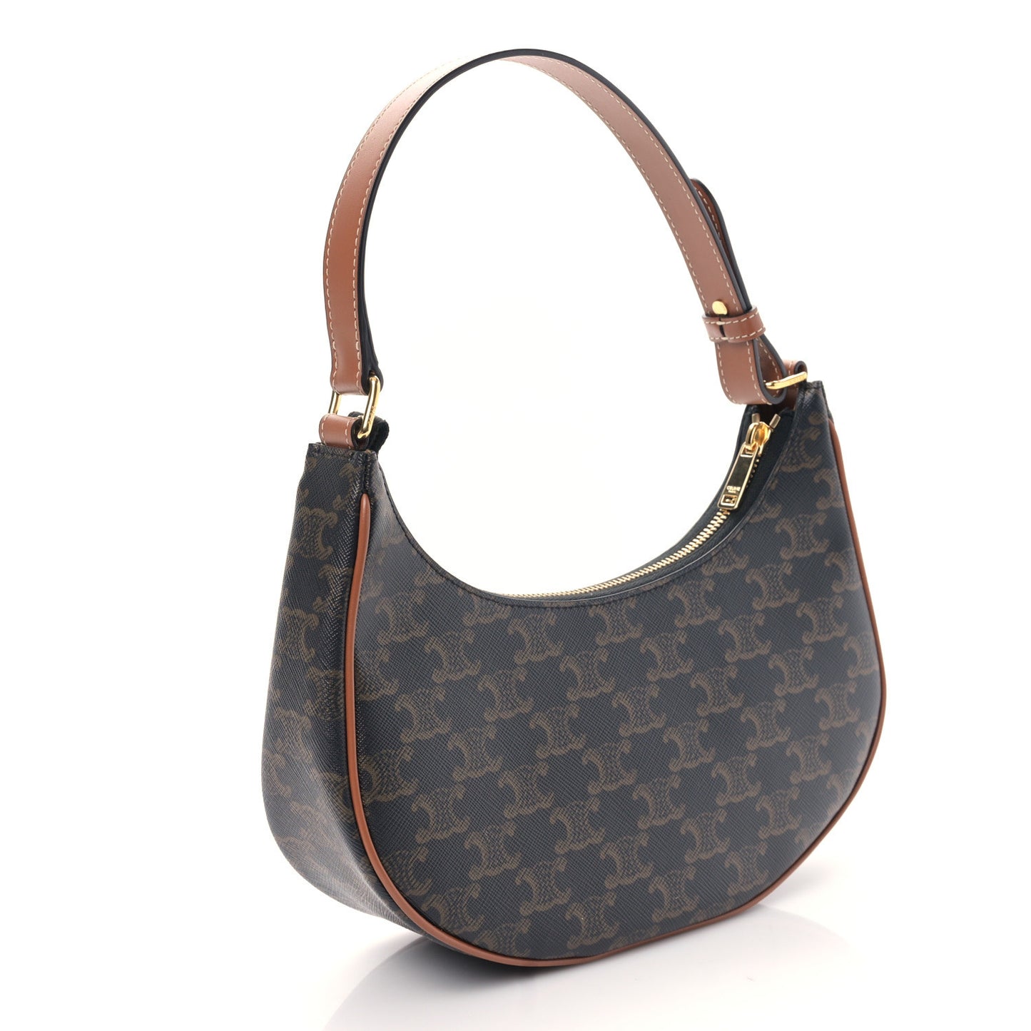 Triomphe Canvas Calfskin Ava Shoulder Bag Tan
