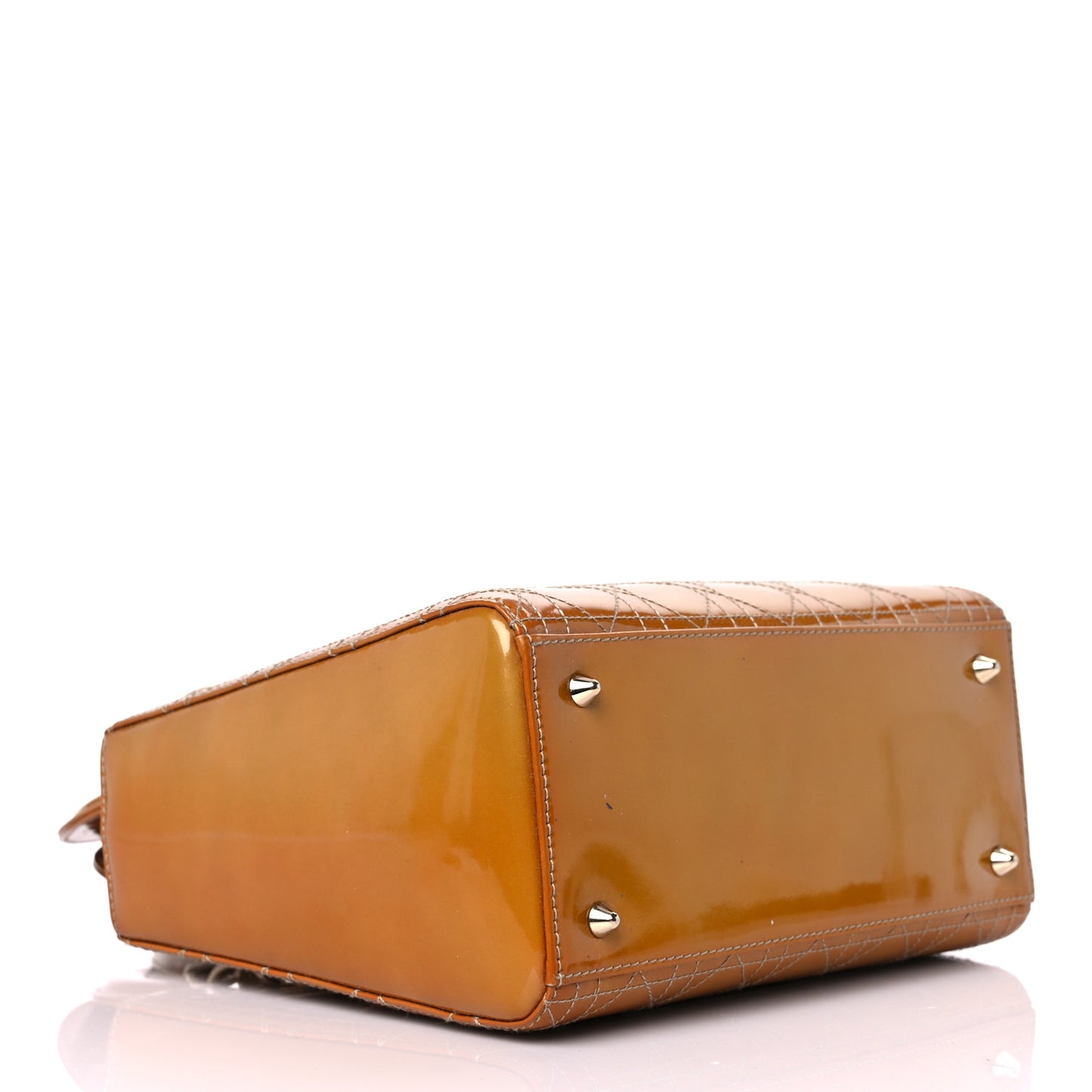 Metallic Patent Cannage Medium Lady Dior Yellow