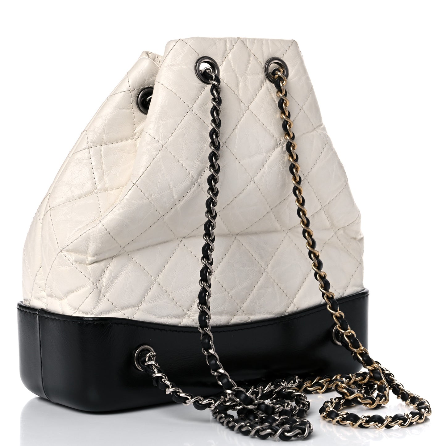 Aged Calfskin Quilted Small Gabrielle Backpack Black White