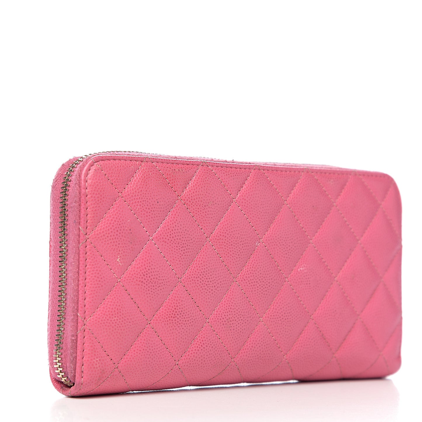 Caviar Quilted Large Gusset Zip Around Wallet Pink