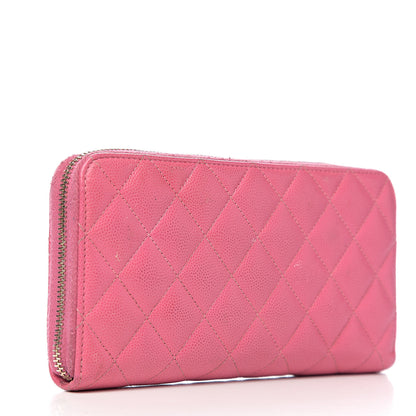 Chanel Caviar Quilted Large Gusset Zip Around Wallet Pink 2 of 10