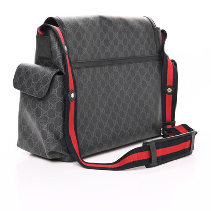 Gucci GG Supreme Monogram Web Messenger Diaper Bag Black Grey 3 of 9