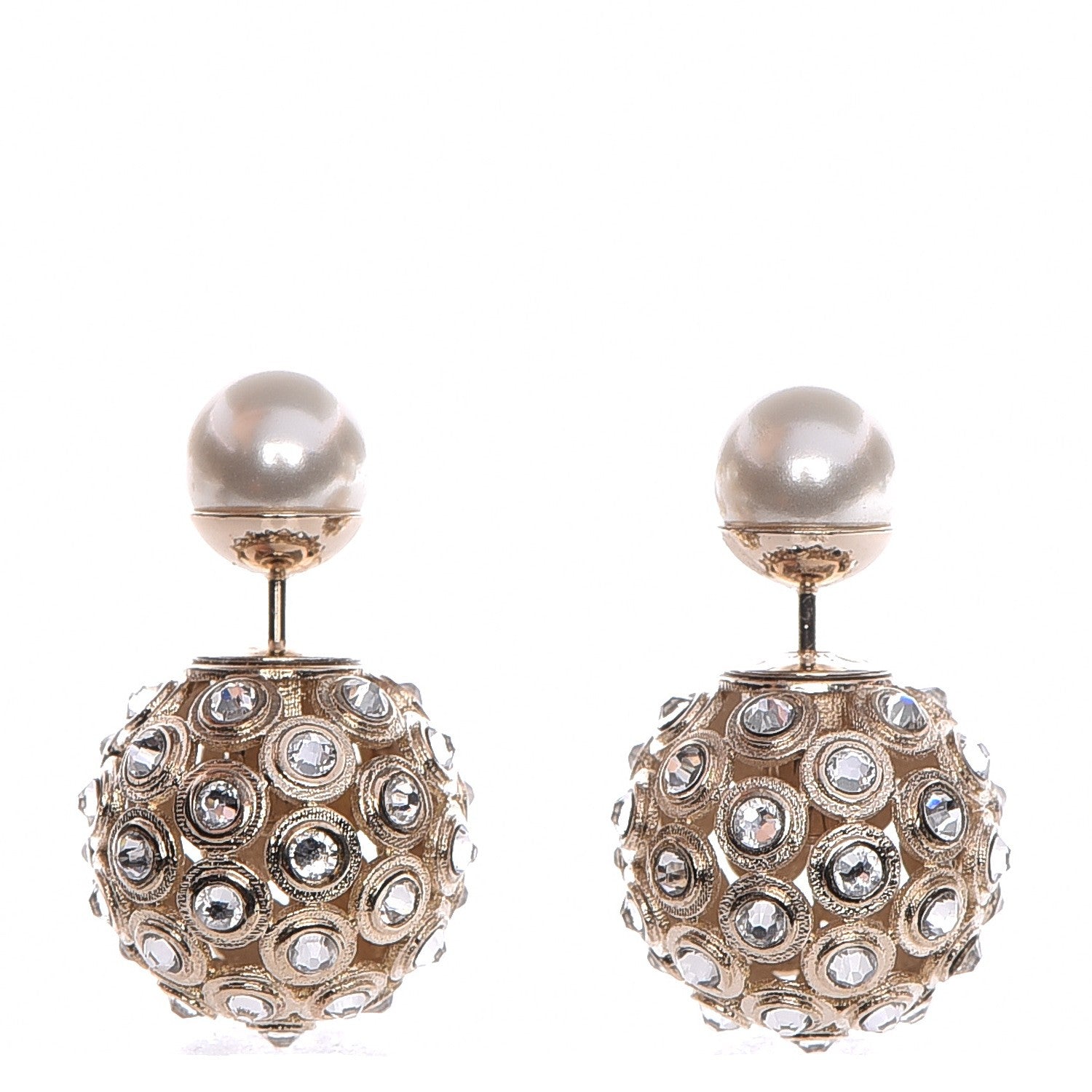 Christian Dior Crystal Mise En Dior Tribal Earrings Gold 1 of 4