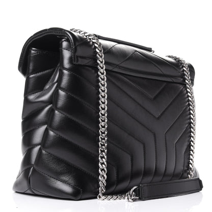 Saint Laurent Calfskin Y Quilted Monogram Medium Loulou Chain Satchel Black 3 of 11