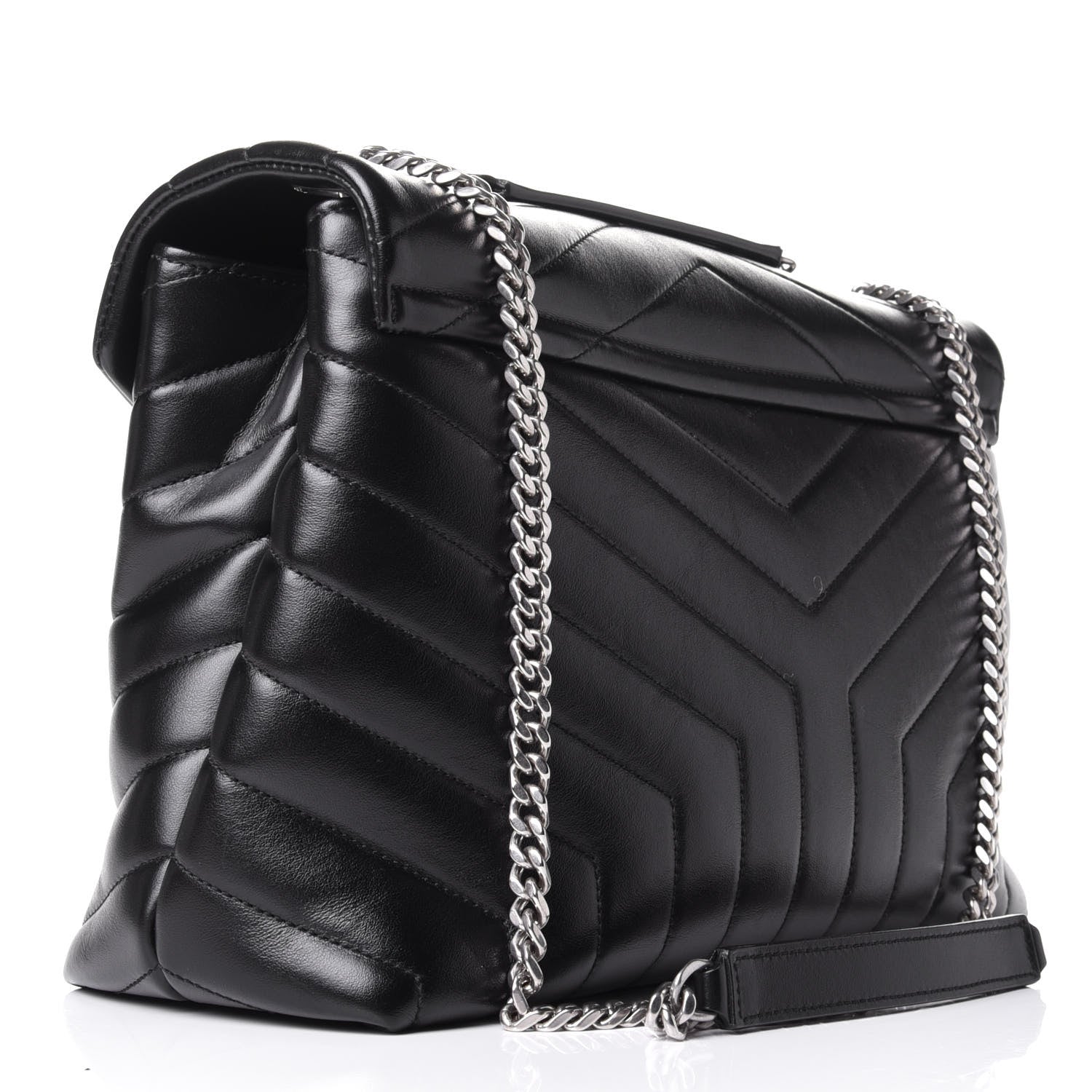 Saint Laurent Calfskin Y Quilted Monogram Medium Loulou Chain Satchel Black 3 of 11