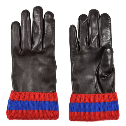 Gucci Nappa Cashmere Web Gloves L Dark Brown 1 of 4