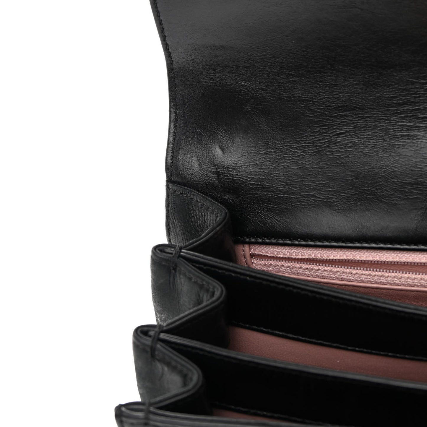 Iridescent Calfskin Quilted Small Straight Lined Flap Black