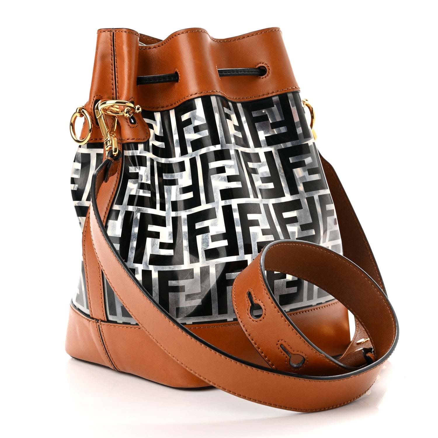 Fendi TPU FF Vitello Aura F is Fendi Grande Mon Tresor Bucket Bag Black Cuoio 3 of 10