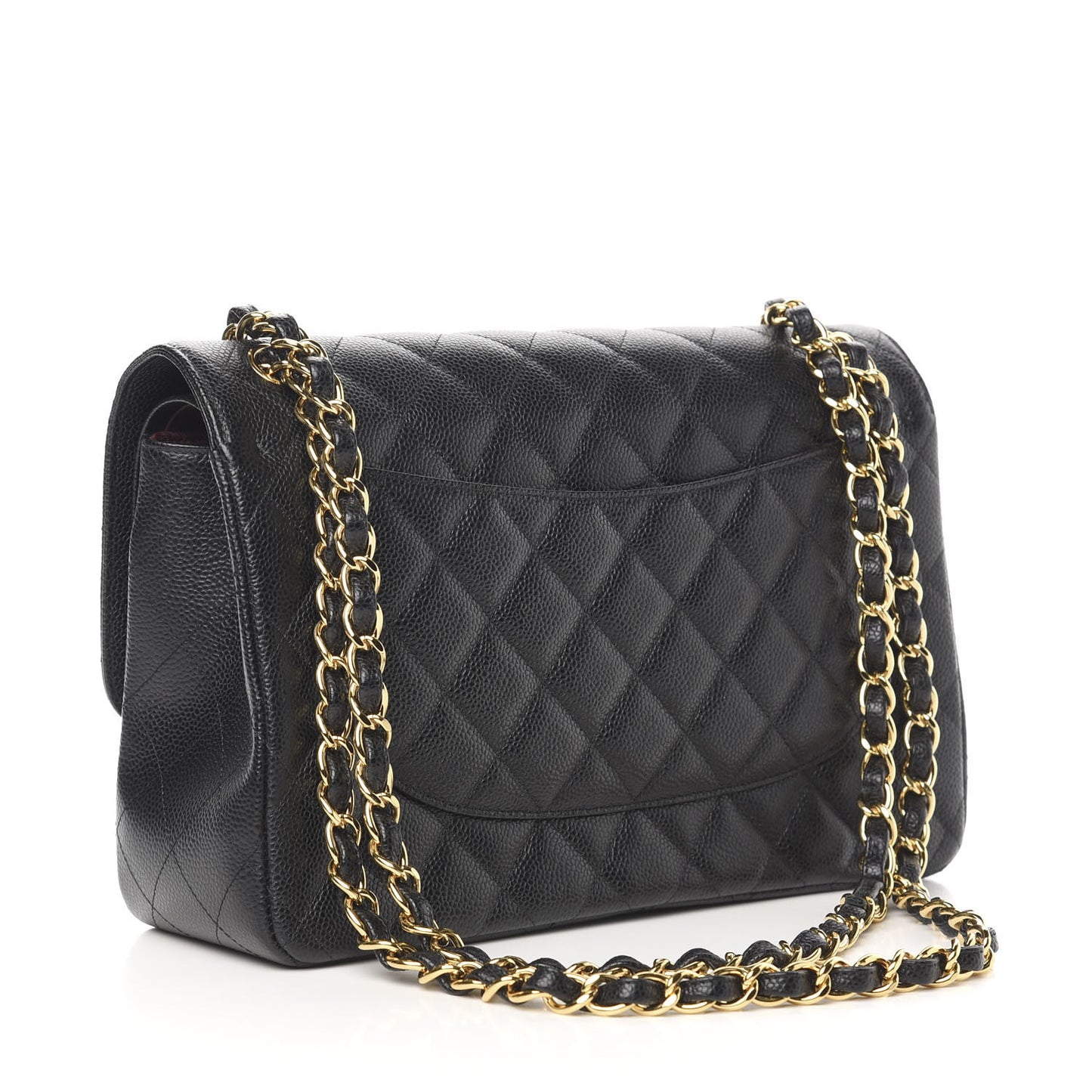 Caviar Quilted Jumbo Double Flap Black