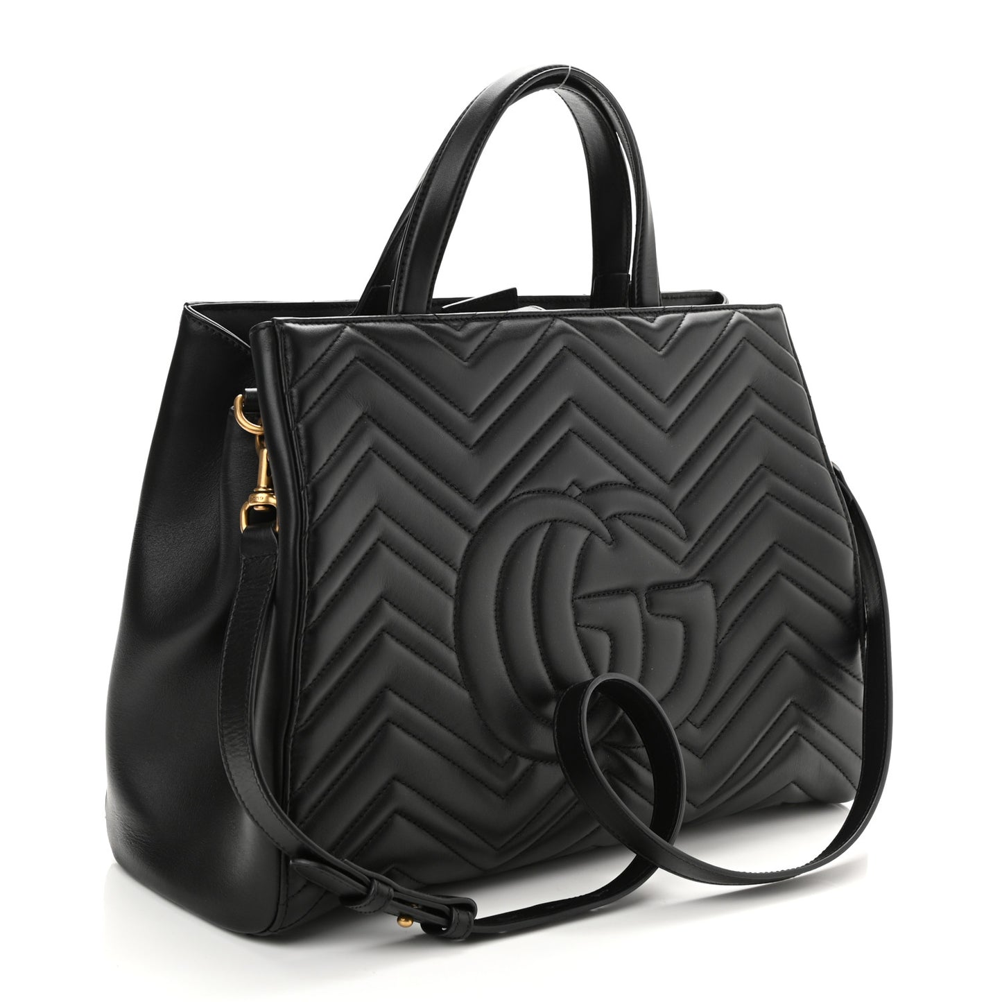 Calfskin Matelasse Medium GG Marmont Tote Black
