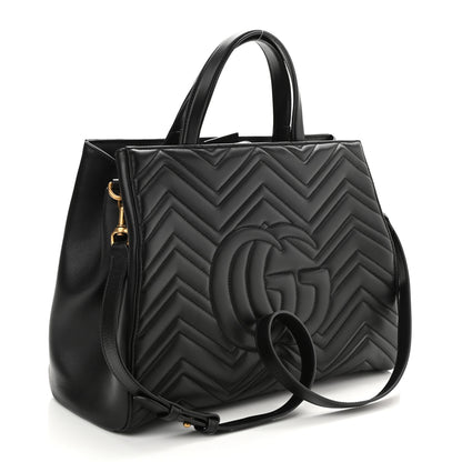 Gucci Calfskin Matelasse Medium GG Marmont Tote Black 3 of 13
