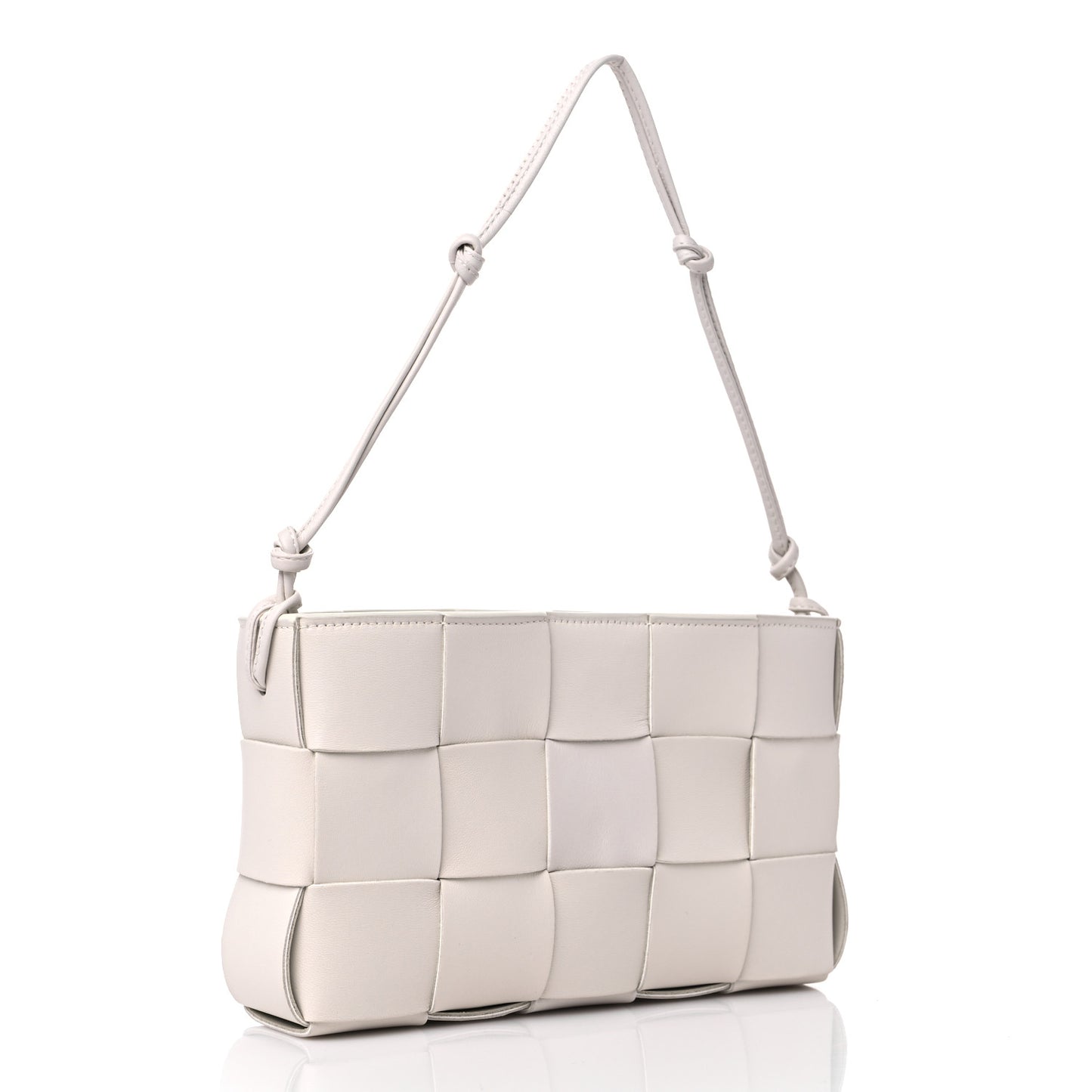 Calfskin Maxi Intrecciato Cassette Pouch On Strap Chalk