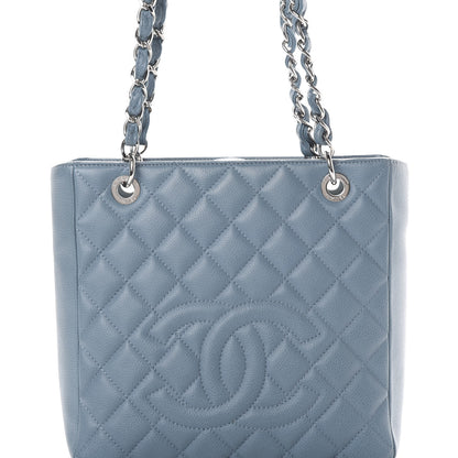 Chanel Caviar Quilted Petit Shopping Tote PST Blue 7 of 9
