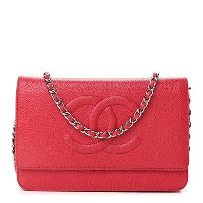 Chanel Caviar Timeless CC Wallet On Chain WOC Dark Pink 1 of 10