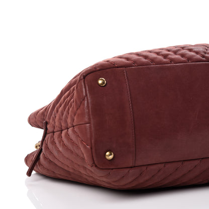 Chanel Iridescent Calfskin Chevron Quilted Surpique Tote Burgundy 5 of 11
