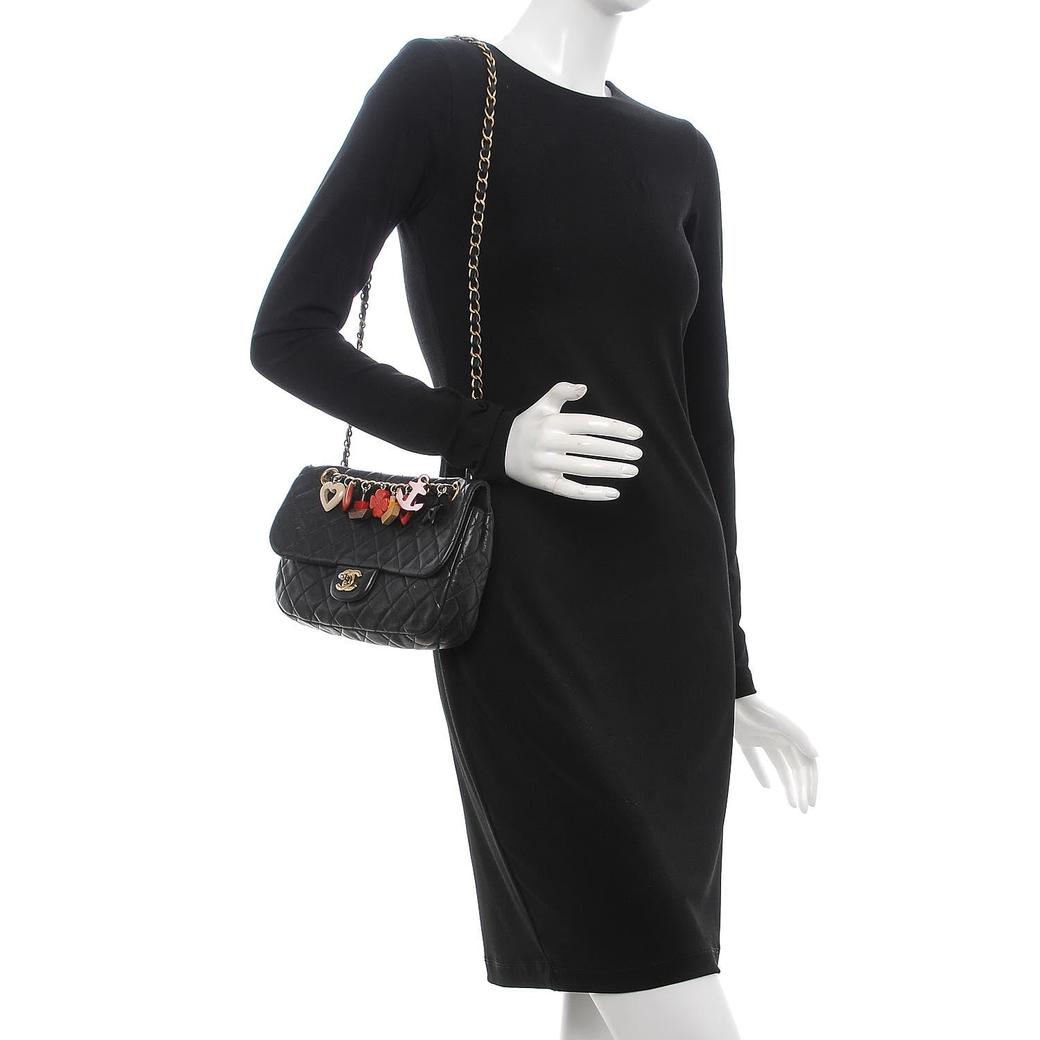 Chanel Lambskin Quilted Medium Cruise Charm Single Flap Black 2 of 18