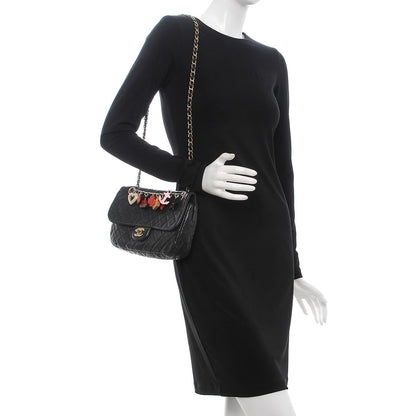 Chanel Lambskin Quilted Medium Cruise Charm Single Flap Black 2 of 18