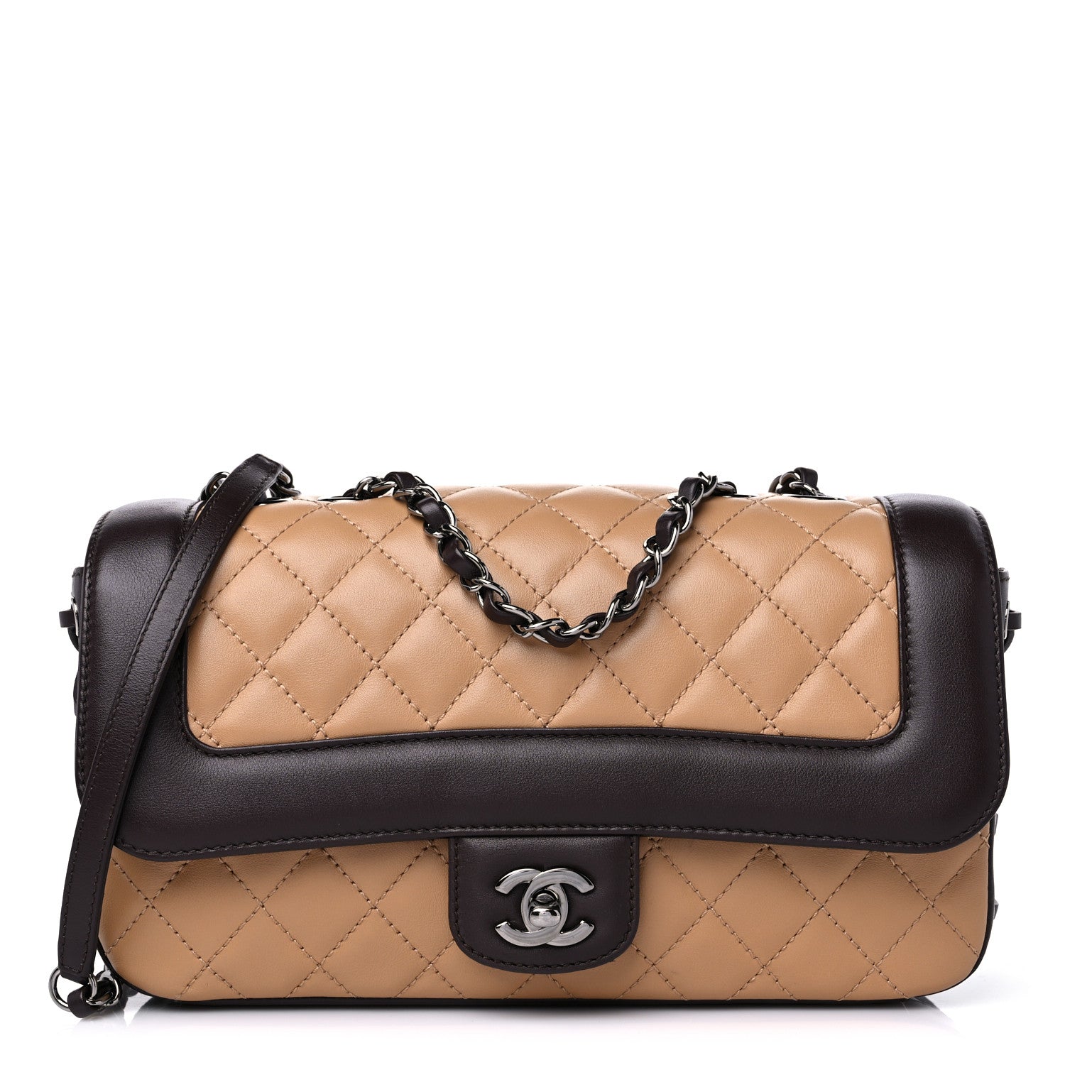 Chanel Calfskin Quilted Medium Coco Corset Flap Brown Beige 1 of 14