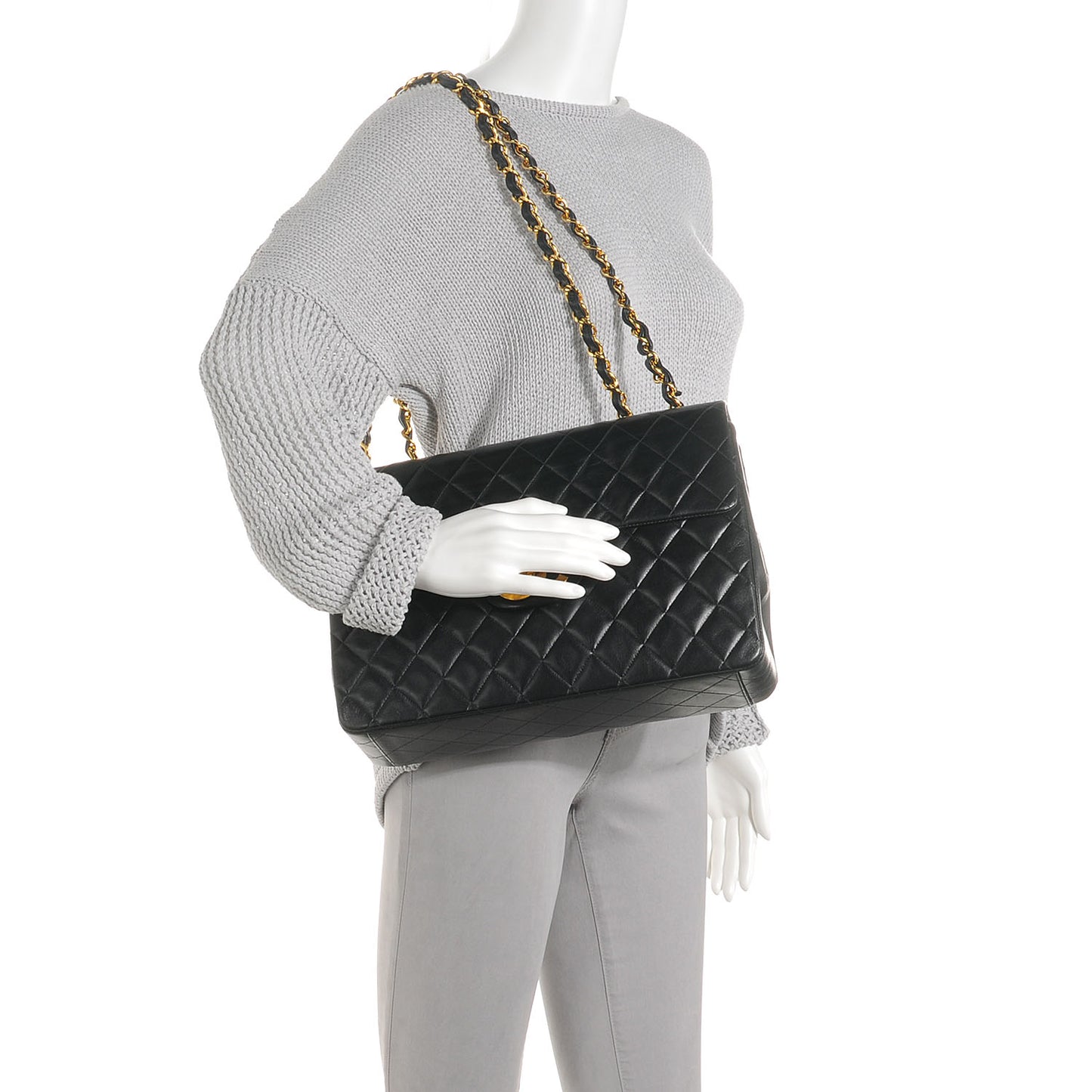 Lambskin XL Jumbo Flap Black