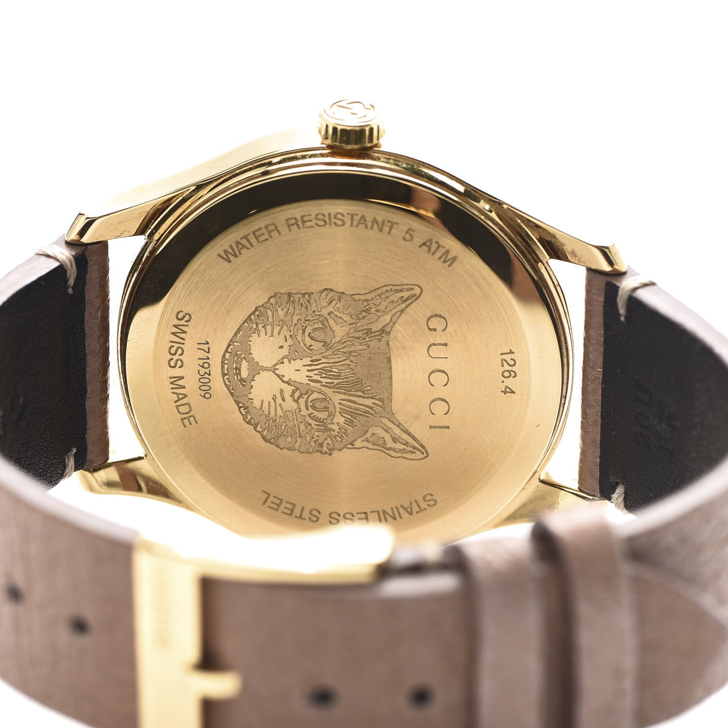 Gucci Stainless Steel Calfskin 38mm G-Timeless Moth Quartz Watch Brown 6 of 7