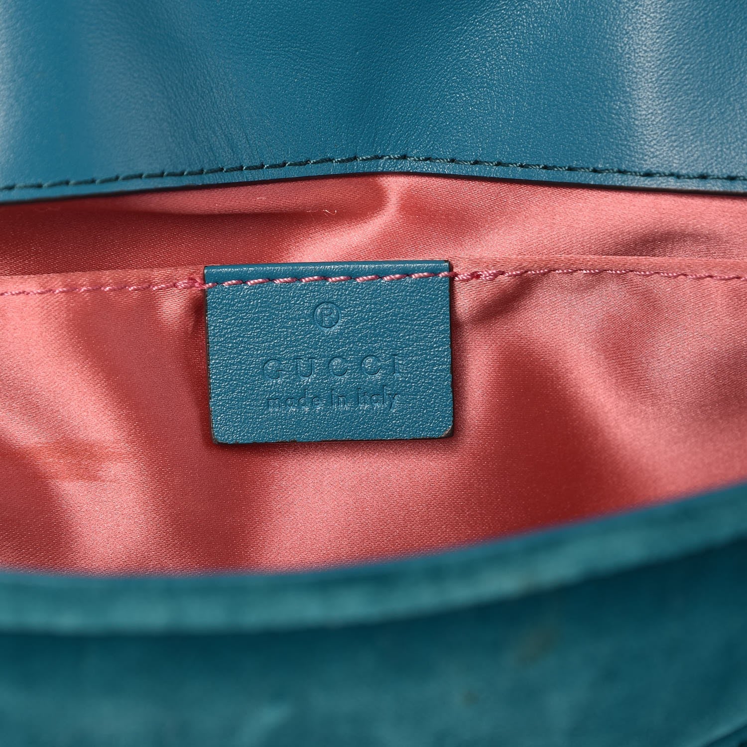 Gucci Velvet Matelasse Mini GG Marmont Shoulder Bag Pavone Cyan 6 of 11