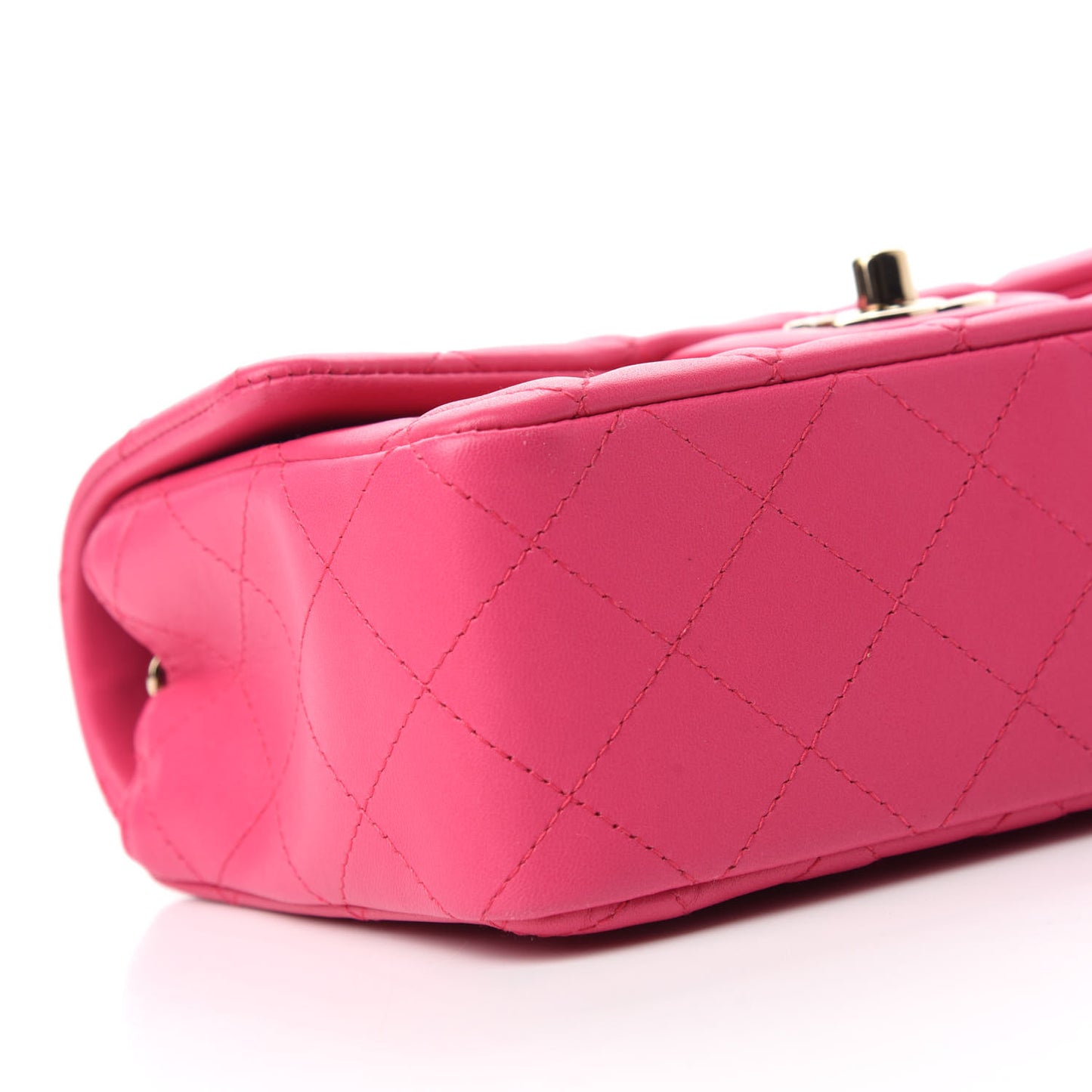 Lambskin Quilted Mini Rectangular Flap Dark Pink