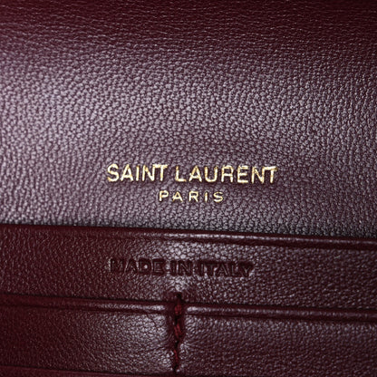 Saint Laurent Calfskin Matelasse Chevron Monogram Flap Wallet Dark Bordeaux 6 of 8