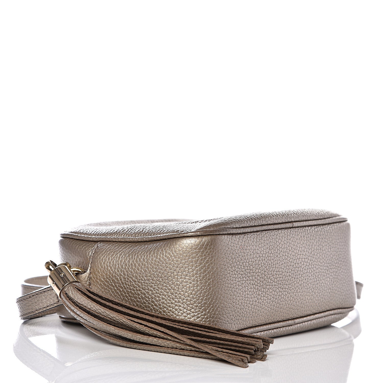 Gucci Metallic Pebbled Calfskin Small Soho Disco Bag Golden Beige 3 of 10