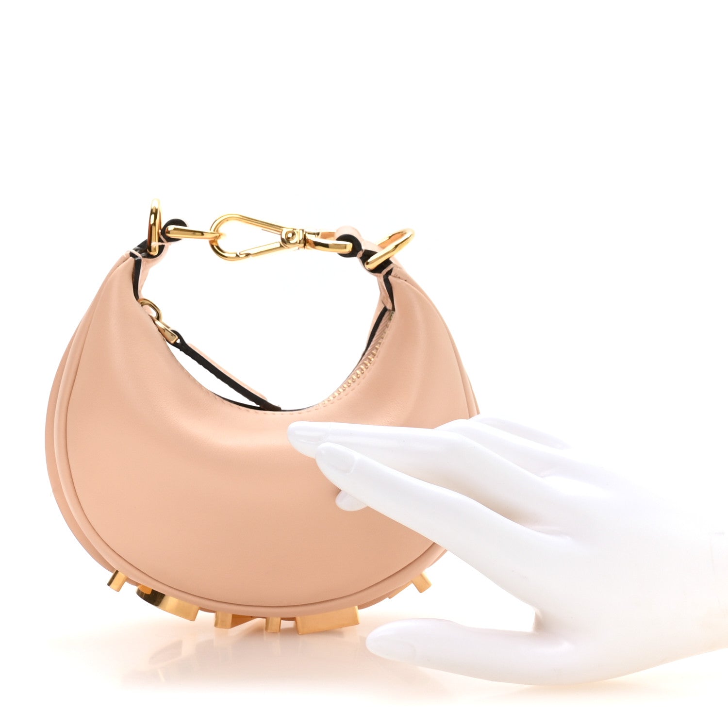Fendi Vitello Grace Matte Nano Fendigraphy Hobo Charm Light Rose 2 of 9