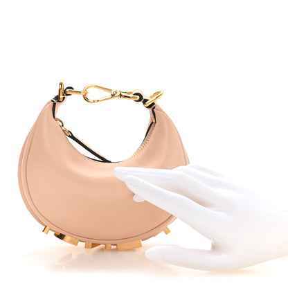 Fendi Vitello Grace Matte Nano Fendigraphy Hobo Charm Light Rose 2 of 9