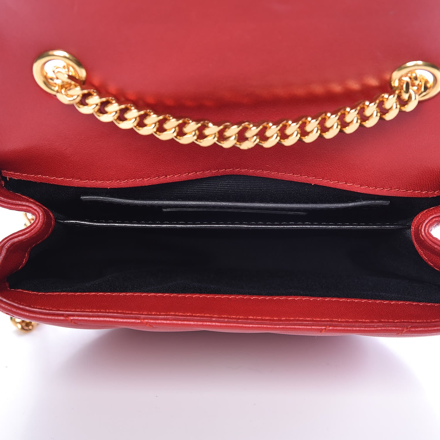 Saint Laurent Calfskin Matelasse Monogram Small Bubble Chain Crossbody Red 5 of 9