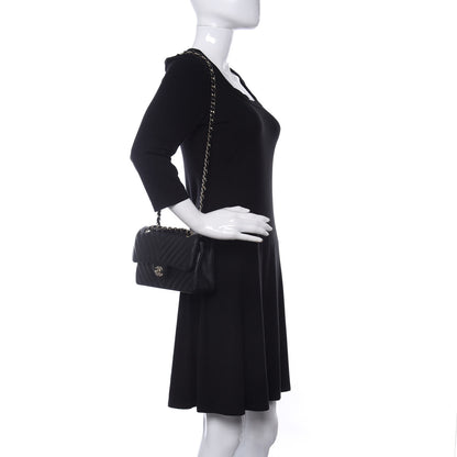 Chanel Caviar Chevron Quilted Small Double Flap Black 2 of 14