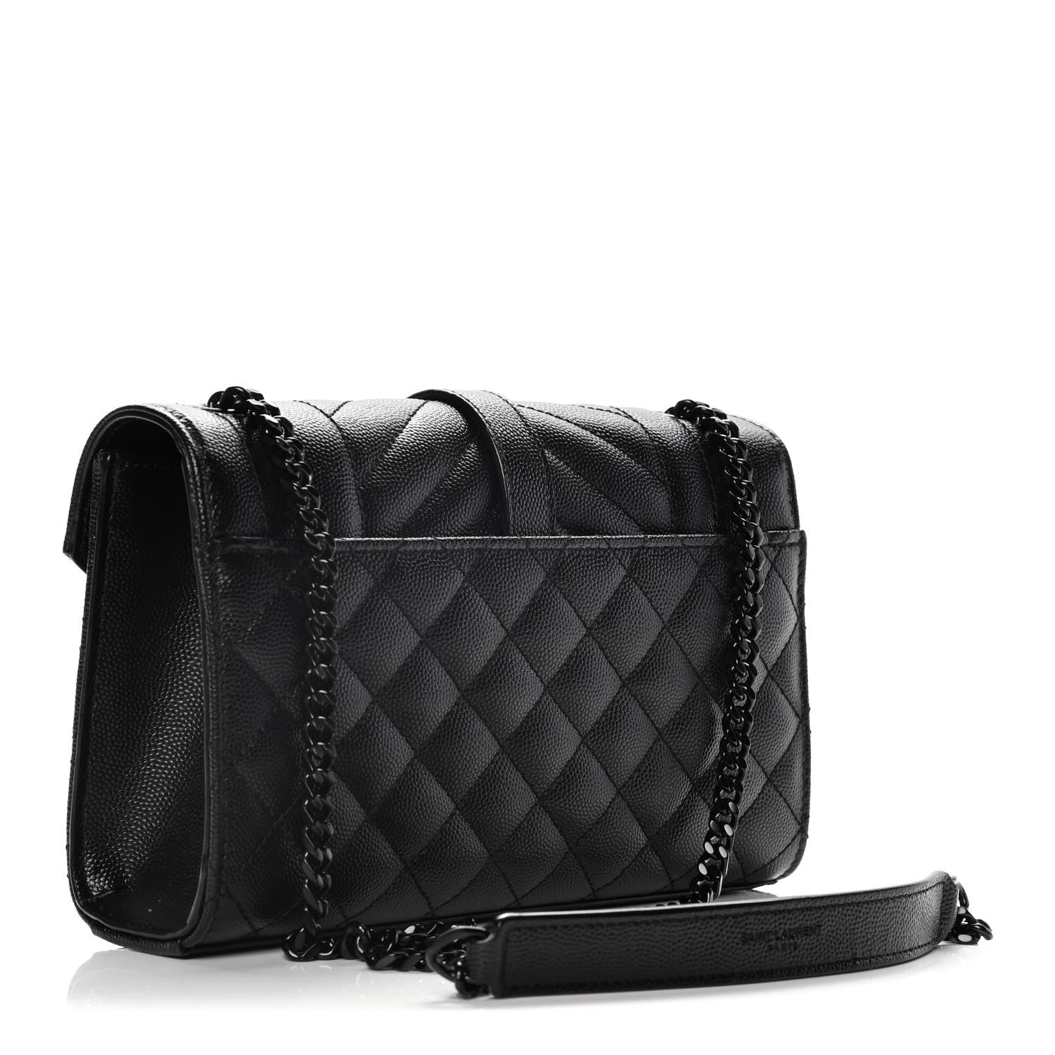 Saint Laurent Grain De Poudre Textured Mixed Matelasse Triquilt Small Monogram Satchel Black 2 of 11